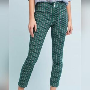 Anthropologie Green Patterned Pants
